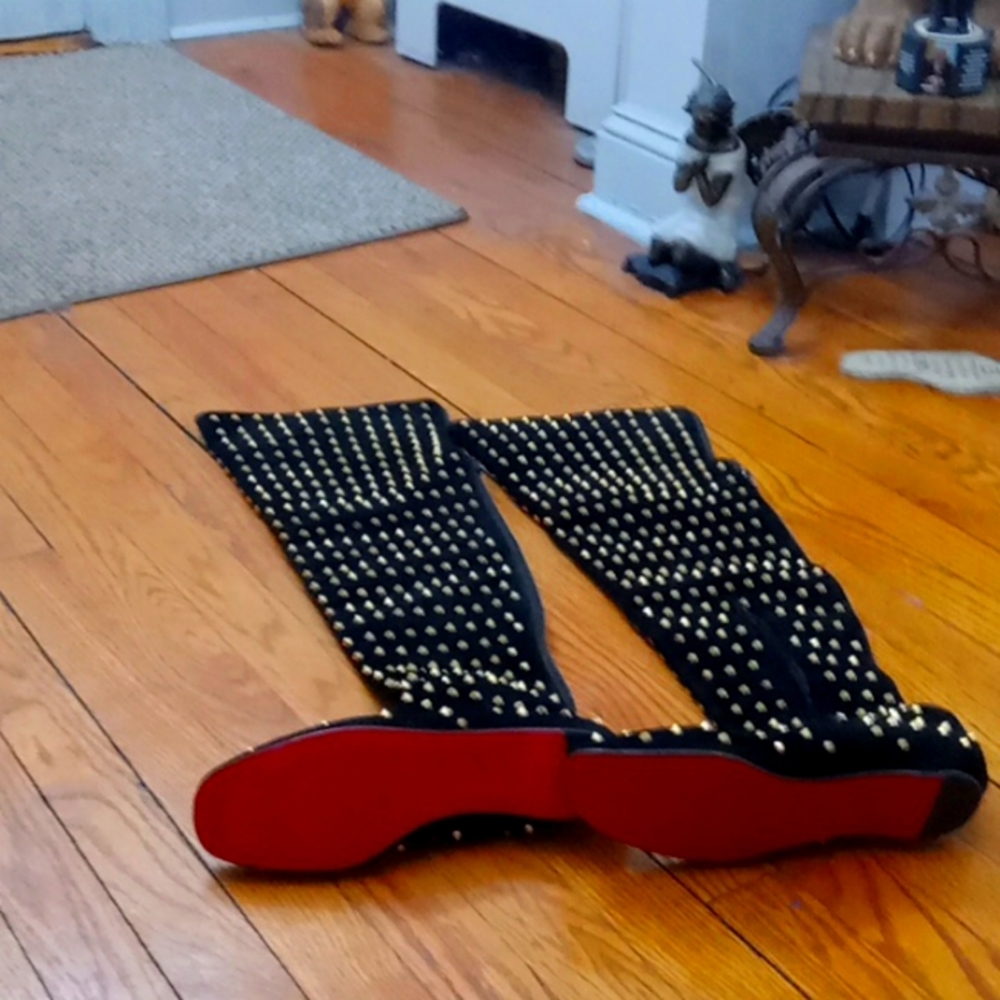 Christian Louboutin Studded Knee High Boots